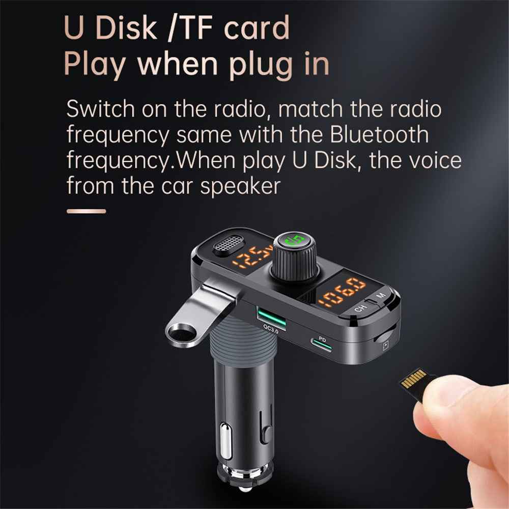 BC70 Car MP3 Bluetooth-compatible Hands-free FM Transmitter Radio Music Player Dual USB QC3.0+PD Charger
