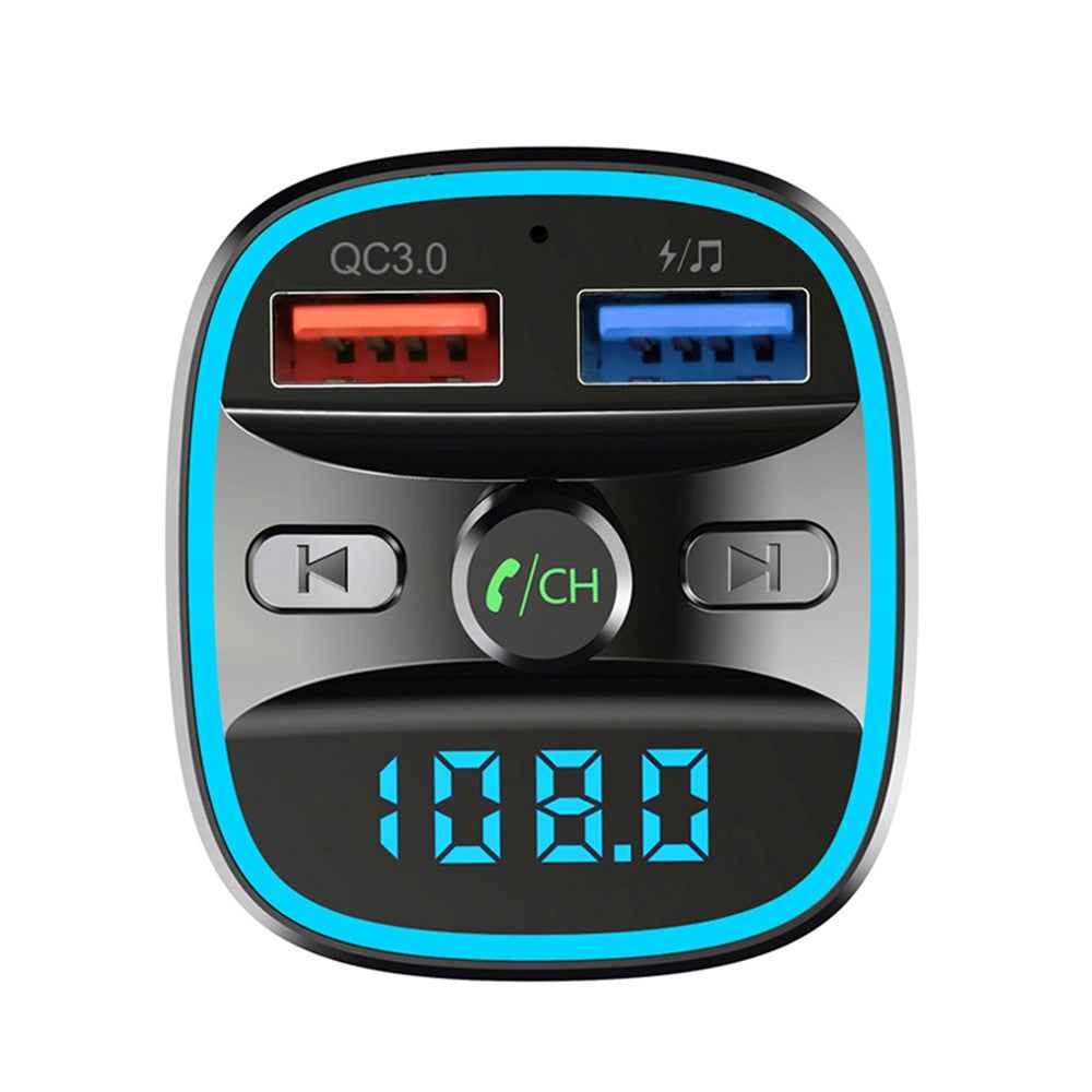T25s Bluetooth-compatible 5.0 FM Transmitter Car Modulator Wireless Handsfree Kit Auto Audio MP3 Player QC3.0 Dual USB Charger