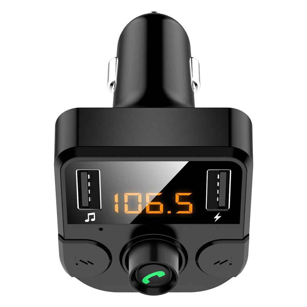 BT36B Dual USB Car Charger with FM Transmitter Bluetooth-compatible Hands-free FM Modulator Car Phone Charger - Black