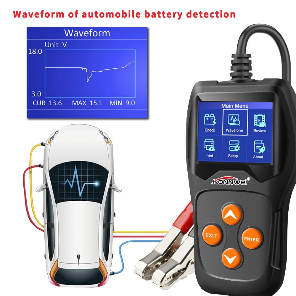 KONNWEI KW600 12V Car Battery Tester 100 to 2000CCA 12 Volt Battery Tools for Car Quick Cranking Charging Diagnostic
