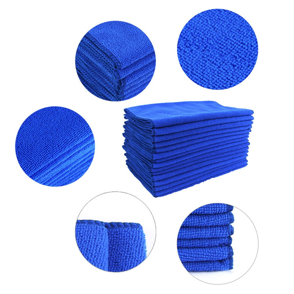 10Pcs/Set Soft Absorbent Wash Cloth Car Auto Care Microfiber Cleaning Towels, Size: 30x30cm - Blue