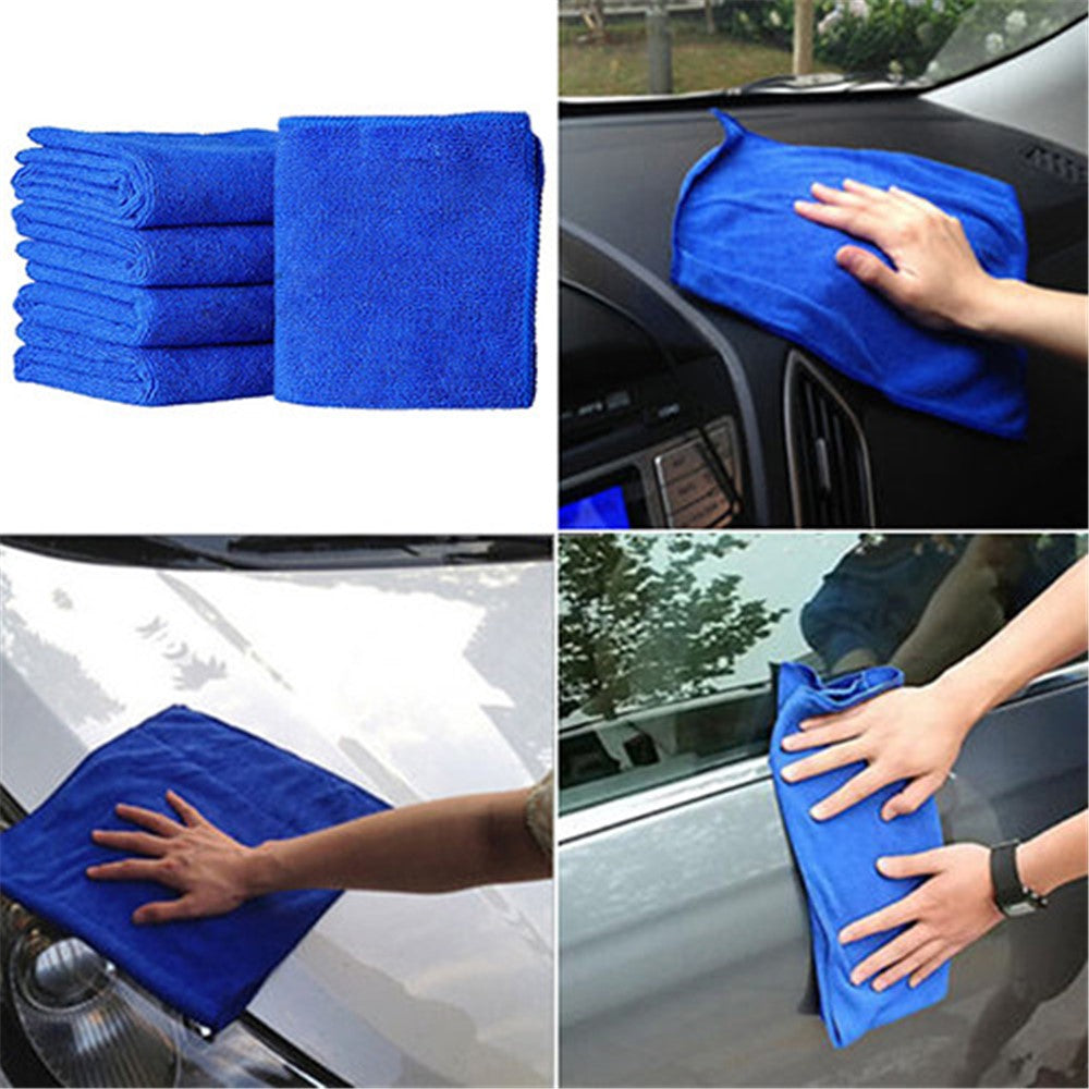 10Pcs/Set Soft Absorbent Wash Cloth Car Auto Care Microfiber Cleaning Towels, Size: 30x30cm - Blue