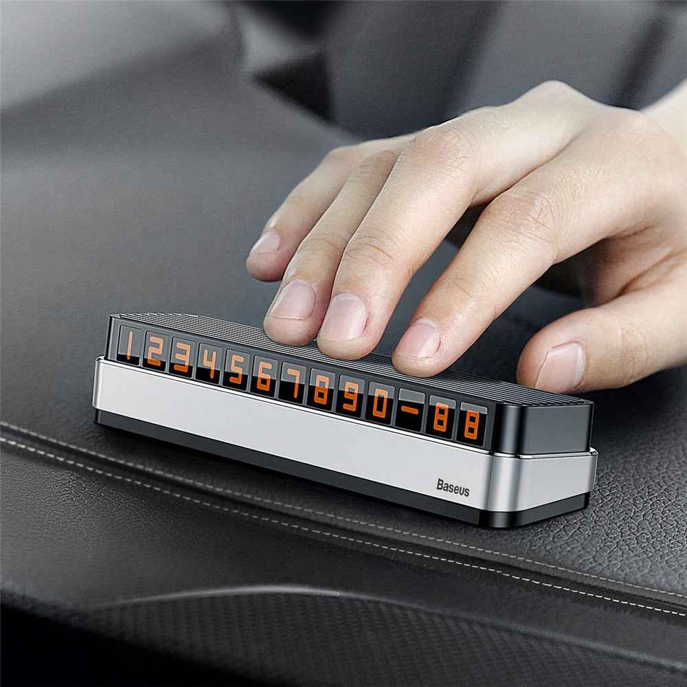 BASEUS Car Temporary Parking Number Plate Luminous Car Parking Card Phone Number Card - Grey