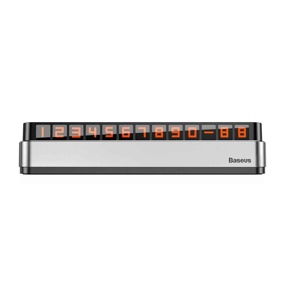 BASEUS Car Temporary Parking Number Plate Luminous Car Parking Card Phone Number Card - Grey
