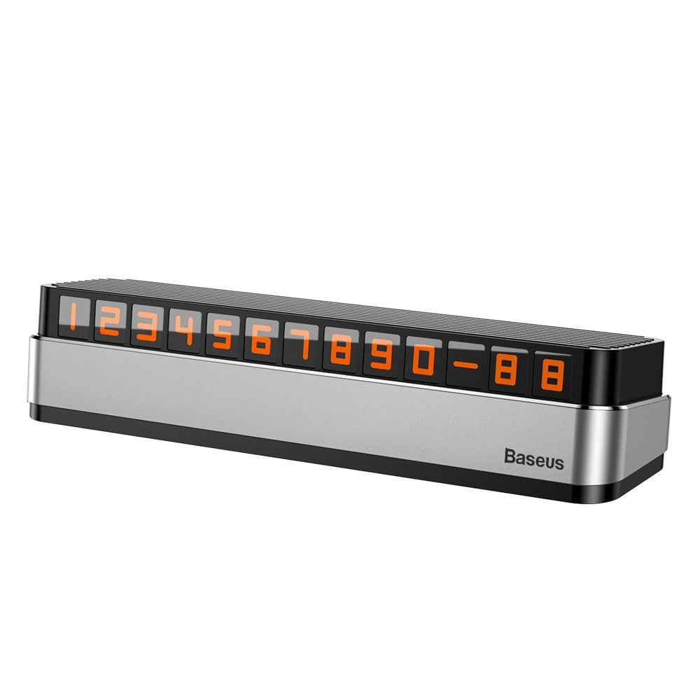 BASEUS Car Temporary Parking Number Plate Luminous Car Parking Card Phone Number Card - Grey