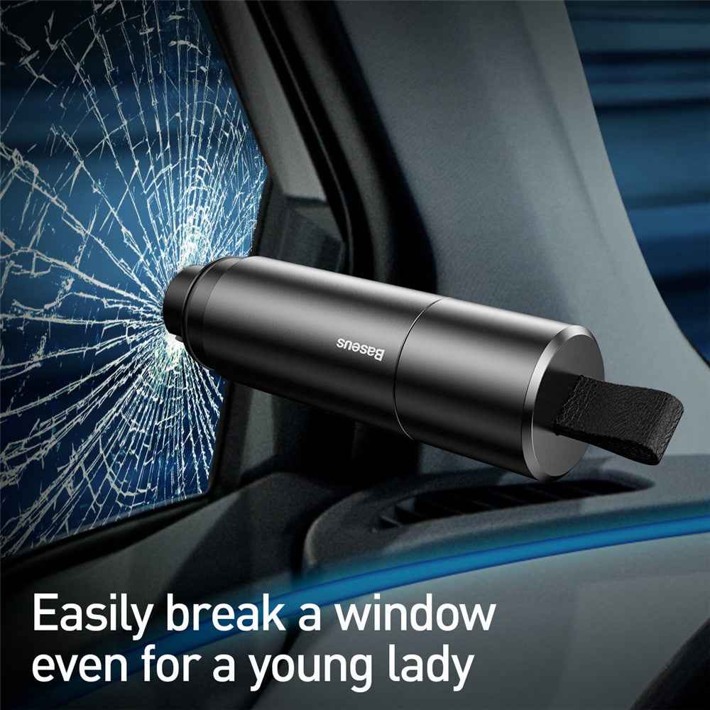 BASEUS Sharp Tool Safety Hammer with Broken Window + Cut Seat Belt Function - Dark Grey