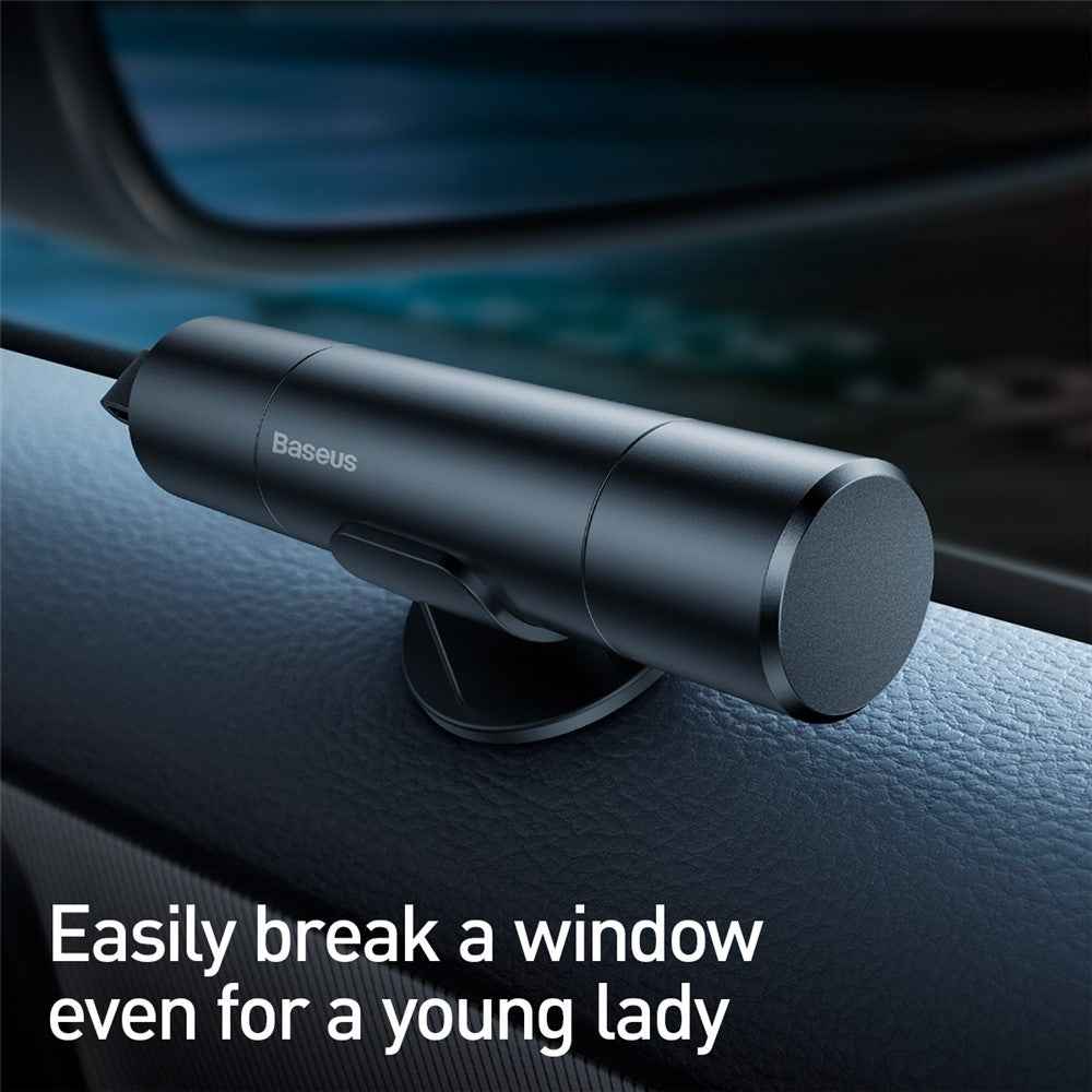 BASEUS Sharp Tool Safety Hammer with Broken Window + Cut Seat Belt Function - Dark Grey