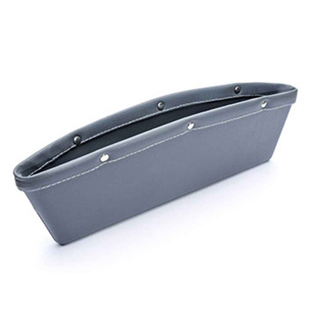 2Pcs/Set Car Seat Side Gap Leather Organizer Pocket for Wallet, Phones, Maps, Cash etc. - Grey