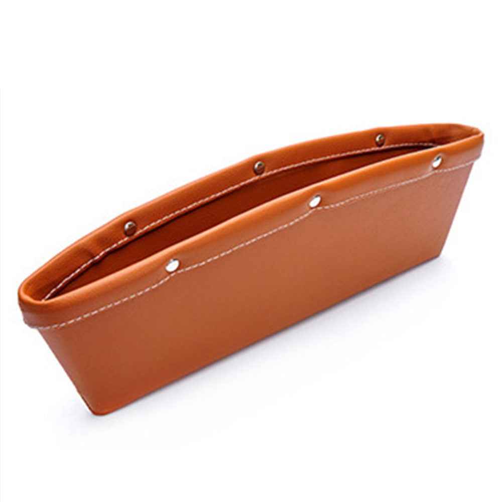2Pcs/Set Car Seat Organizer Side Gap Storage Pocket for Wallet, Phones, Maps, Cash etc. - Brown