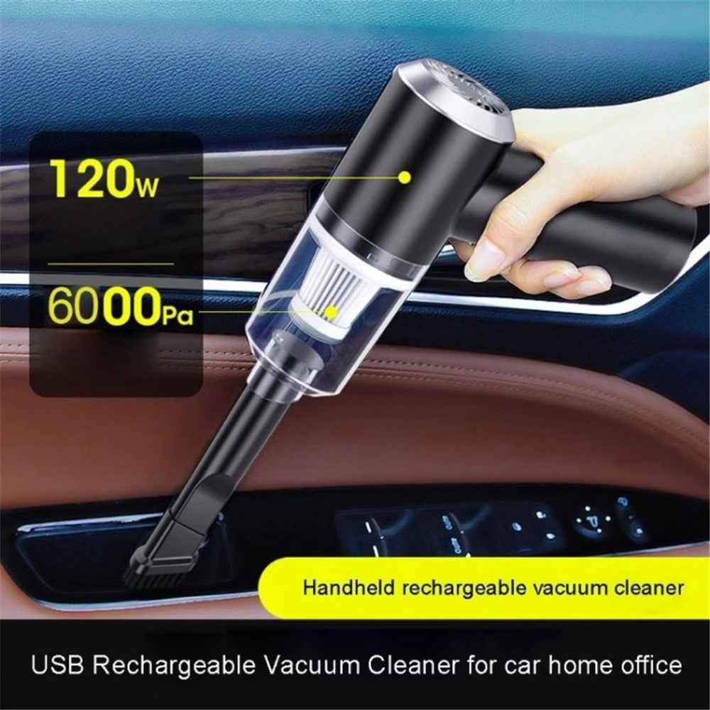 6000Pa 120W Cordless Car Vacuum Cleaner Powerful USB Rechargeable for Car Home Office Pet Hair - White