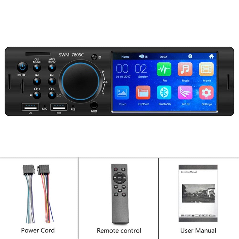 SWM 7805C 4.1-inch Touch Screen Car Stereo Radio Bluetooth-compatible FM USB AUX MP4 MP5 Music Video Player - Player Set