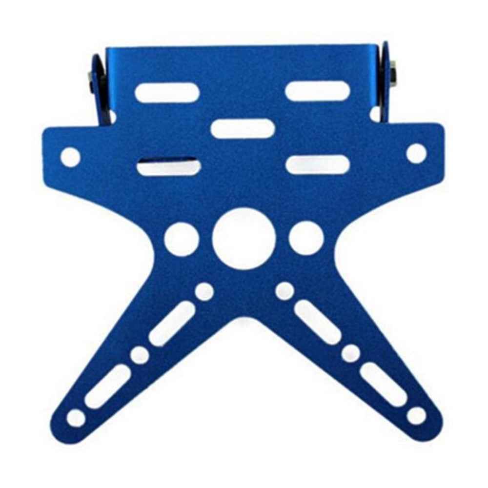 Motorcycle Bike License Plate Holder Frame Adjustable License Bracket E-bike Modified Accessories - Blue