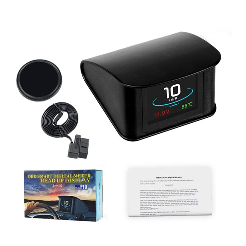 P10 OBD2 OBD Car Speedometer Thermometer Driving Computer Temperature Gauge Hud Head Up Display