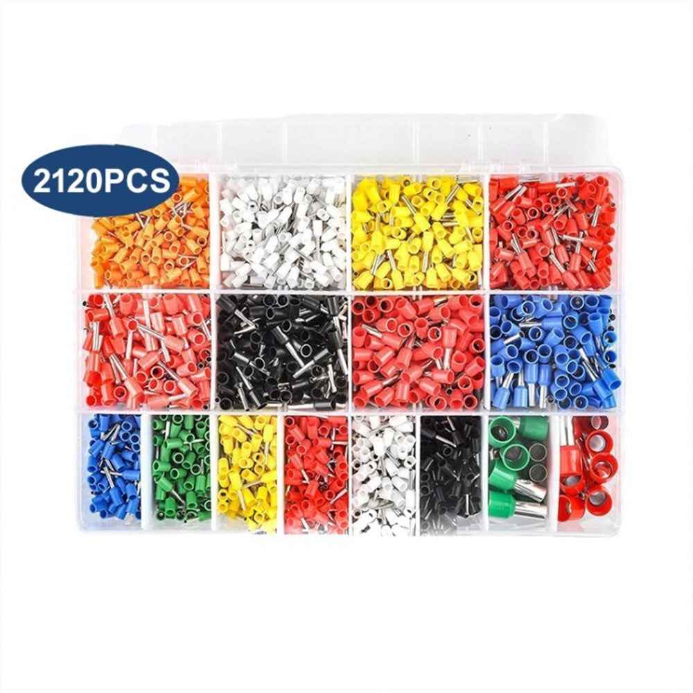 2120Pcs HSC8 6-4A Ferrules Terminal Crimp Connector Insulated Cord Pin End Set - Brass