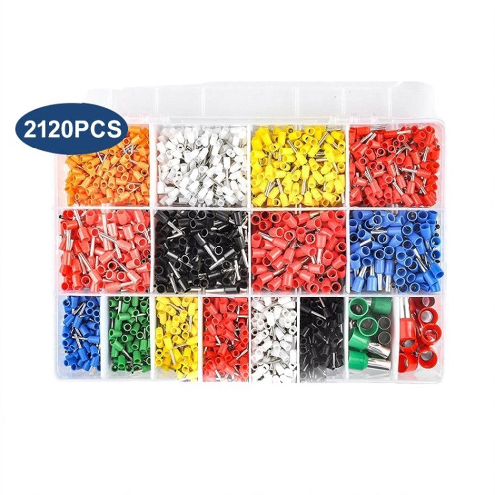 2120Pcs HSC8 6-4A Ferrules Terminal Crimp Connector Insulated Cord Pin End Set - Copper