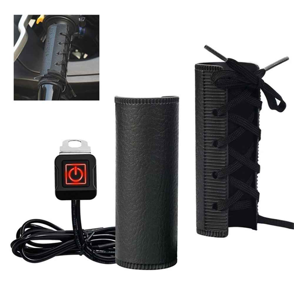 WUPP 12V SAE Heating Motorcycle Handlebar Cover Bike Anti-Slip Grip Hand Warmer for Winter