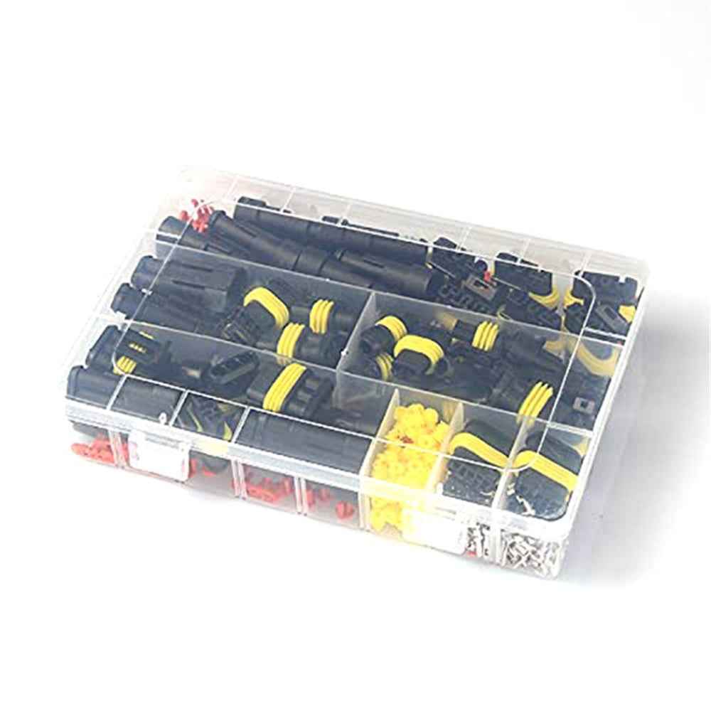 Waterproof Car Cable Connector Set Automotive Electrical Wire Connector Plug Kit 1 / 2 / 3 / 4 Pin Connectors Male and Female - 352 pcs / set
