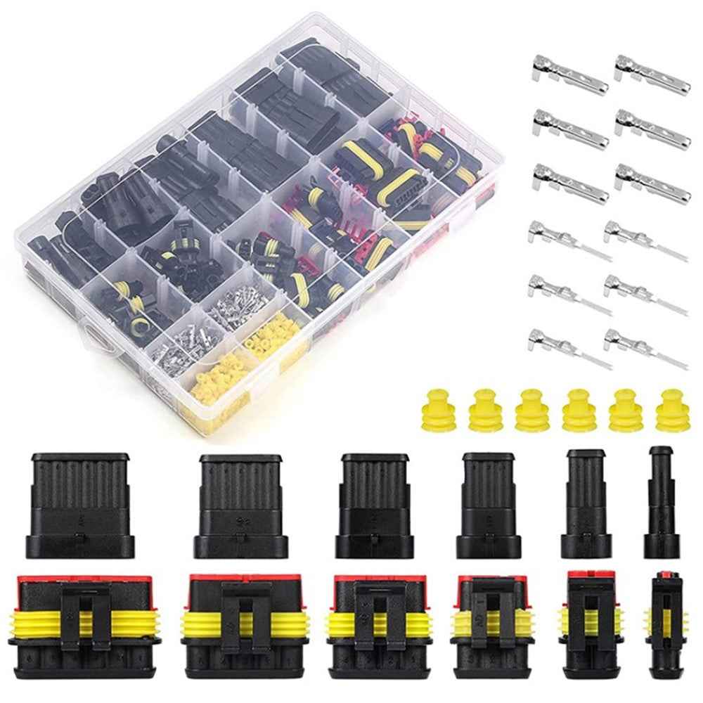 Waterproof Car Cable Connector Set Automotive Electrical Wire Connector Plug Kit 1 / 2 / 3 / 4 Pin Connectors Male and Female - 708 pcs / set