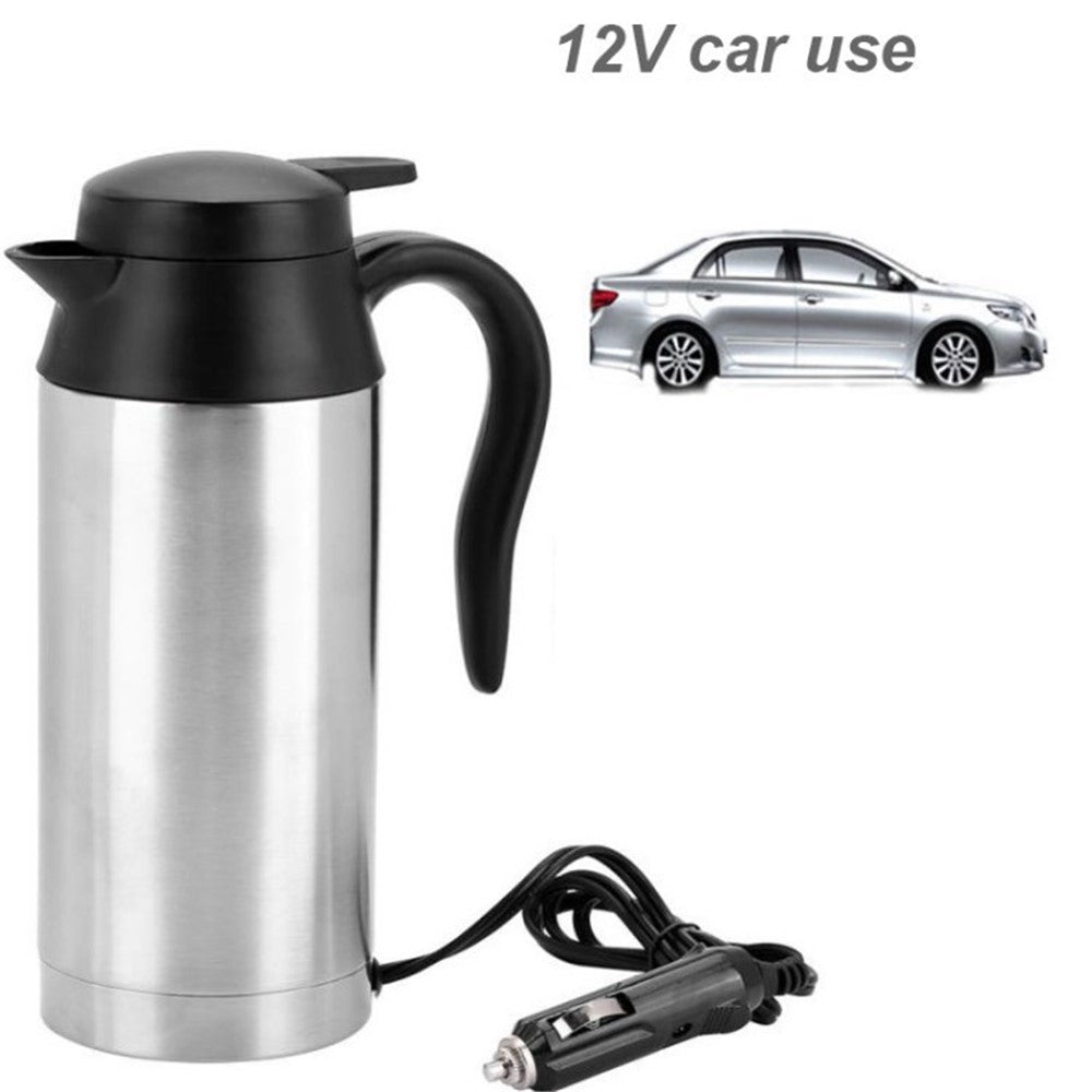 750ml Car Electric Kettle Portable Stainless Steel Heating Kettle (BPA-Free, No FDA Certified) - 12V / 120W