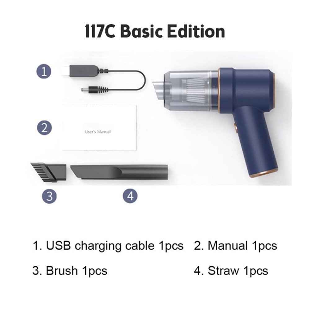 117C 2-in-1 Cordless Handheld High-Power Air Blower Car Home Cleaning Vacuum Cleaner - Blue