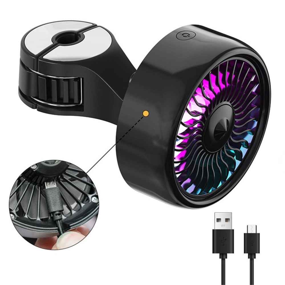 Car Backseat Electric Fan for Rear Seat Passenger with 3 Speed Modes + RGB Light for Vehicles SUV Truck - Black