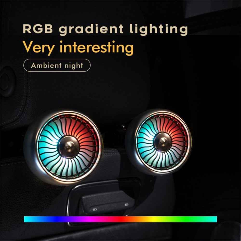Car Backseat Electric Fan for Rear Seat Passenger with 3 Speed Modes + RGB Light for Vehicles SUV Truck - Black+Silver