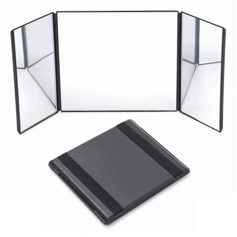 Car Sun Visor Wide View Collapsible Tri-Fold Makeup Mirror Auto Sunshade Cosmetic Mirror