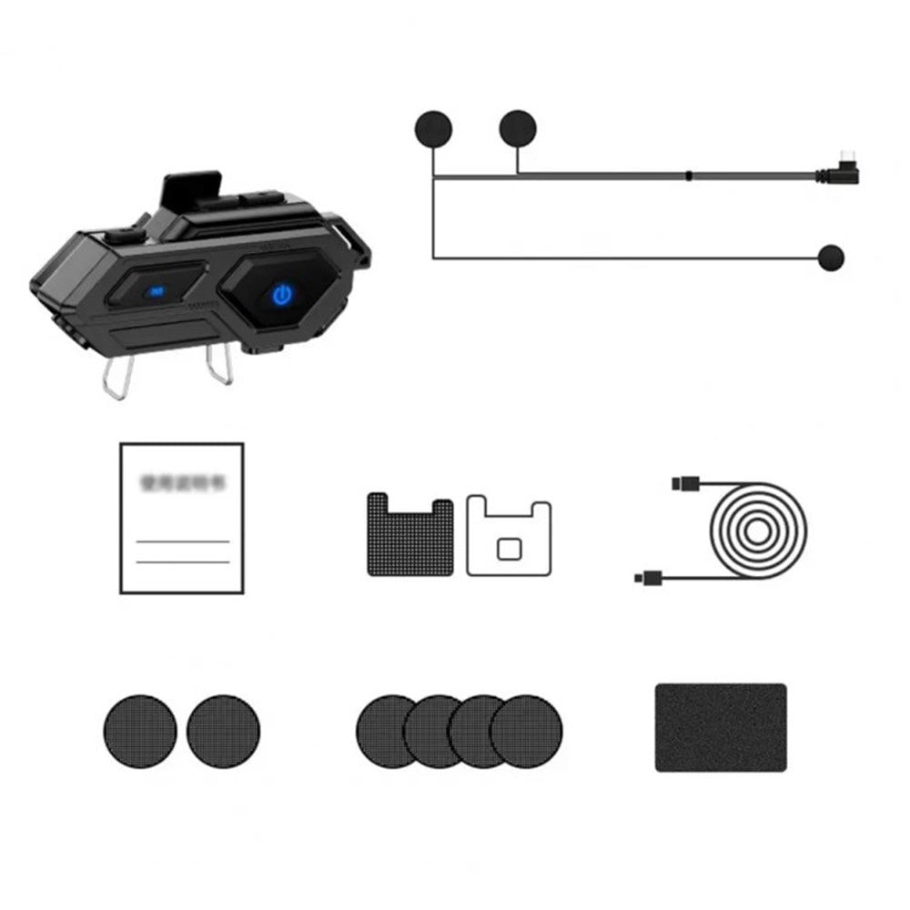 C8 LED Light Motorcycle Helmet Bluetooth-compatible 5.4 Headset Waterproof Noise Reduction Automatic Answering Rider Headset - Soft Microphone