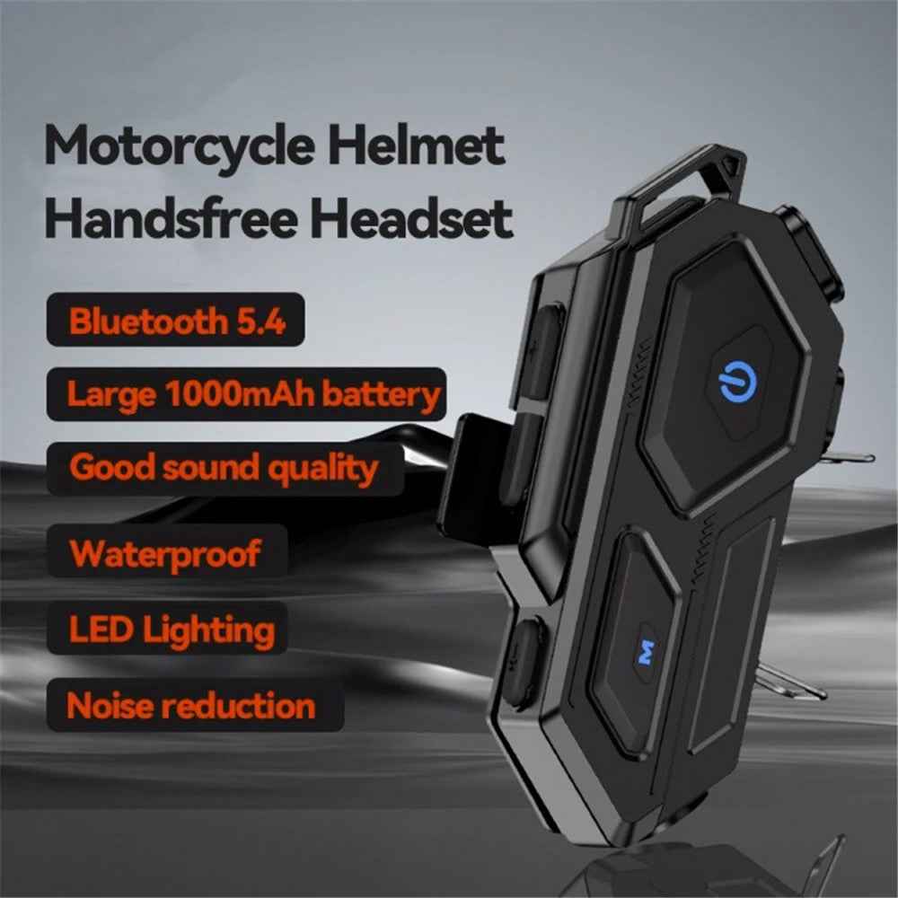 C8 LED Light Motorcycle Helmet Bluetooth-compatible 5.4 Headset Waterproof Noise Reduction Automatic Answering Rider Headset - Soft Microphone