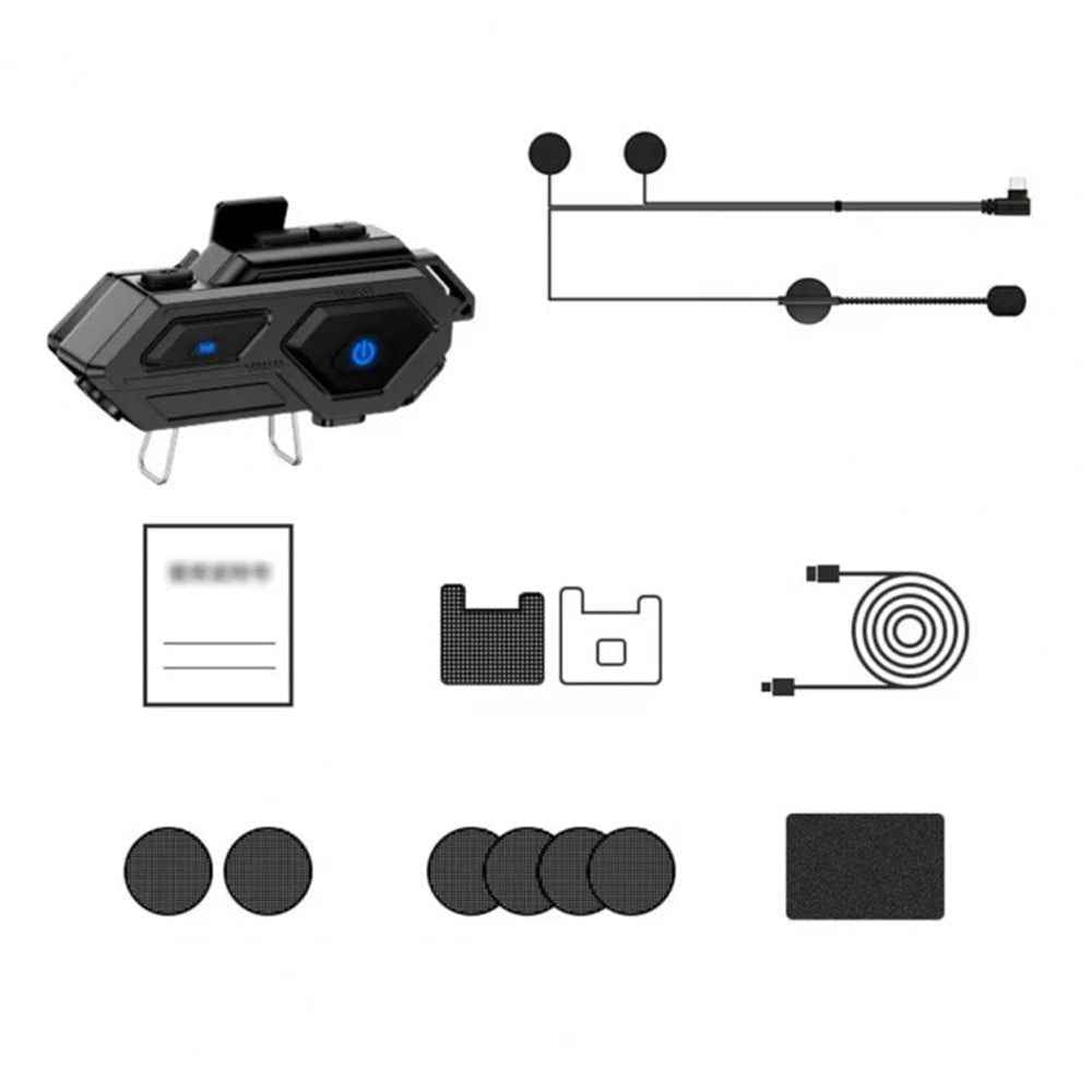 C8 LED Light Motorcycle Helmet Bluetooth-compatible 5.4 Headset Waterproof Noise Reduction Automatic Answering Rider Headset - Hard Microphone