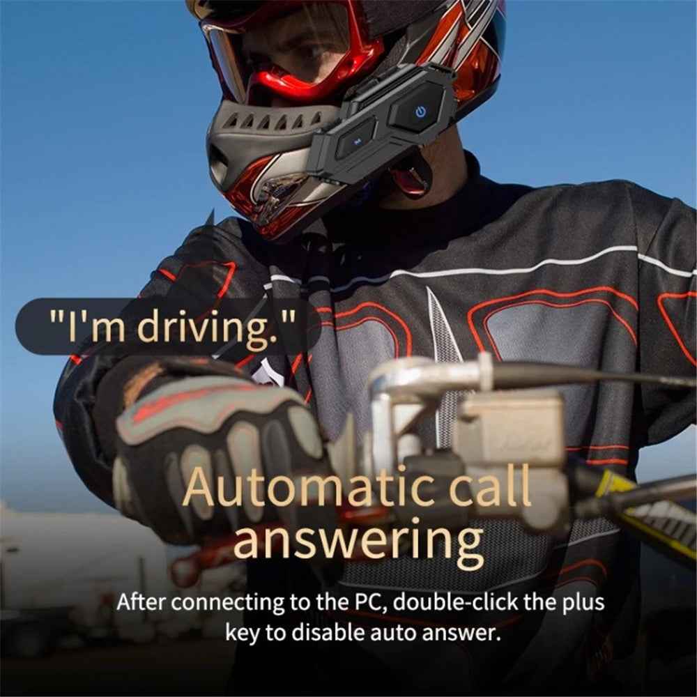 C8 LED Light Motorcycle Helmet Bluetooth-compatible 5.4 Headset Waterproof Noise Reduction Automatic Answering Rider Headset - Hard Microphone