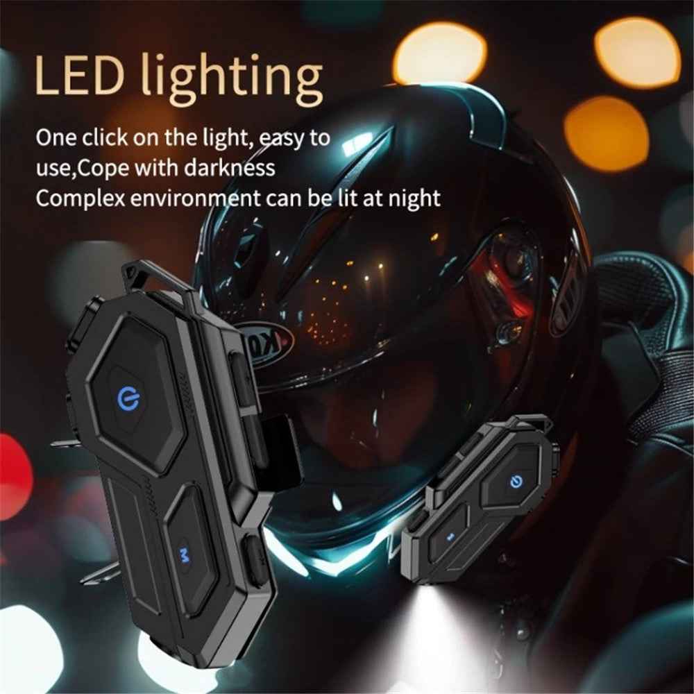 C8 LED Light Motorcycle Helmet Bluetooth-compatible 5.4 Headset Waterproof Noise Reduction Automatic Answering Rider Headset - Hard Microphone
