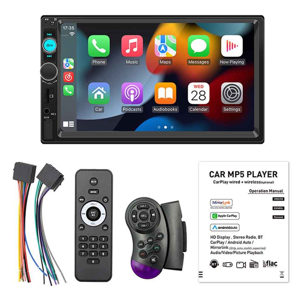 F7023C 2 Din 7 Inch Touch Screen Car Player FM Radio Bluetooth-compatible Stereo Auto MP5 Player - Carplay