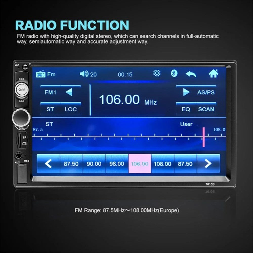 F7023C 2 Din 7 Inch Touch Screen Car Player FM Radio Bluetooth-compatible Stereo Auto MP5 Player - Carplay