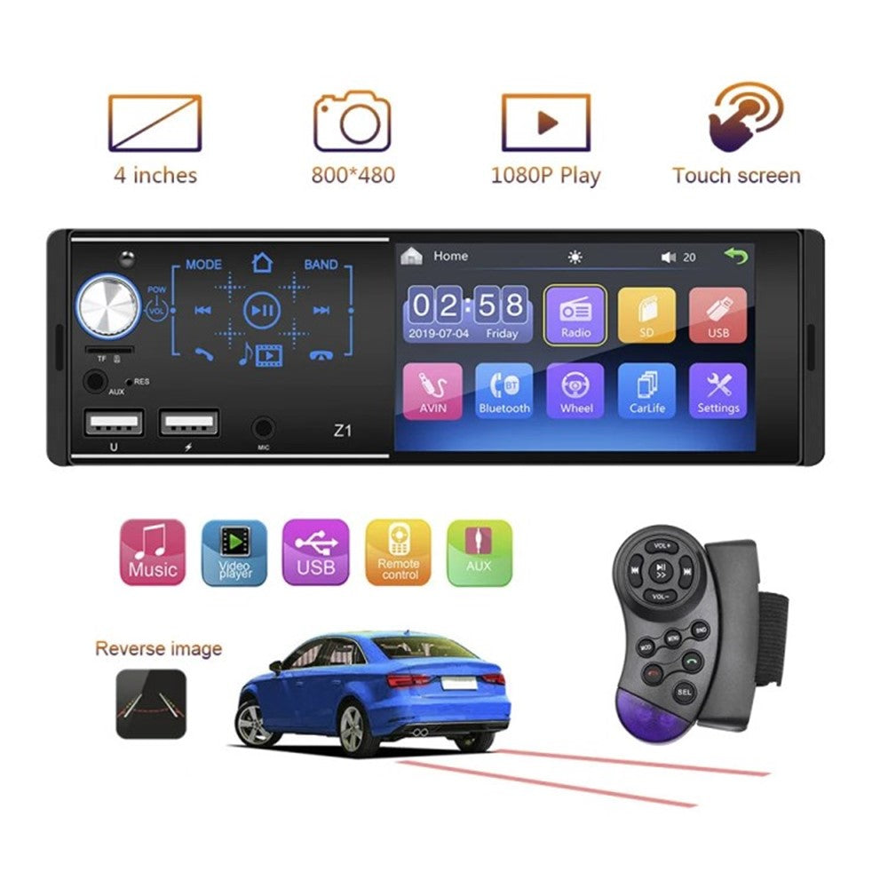 Z1 Touch Screen Dual USB Car Bluetooth-compatible MP5 Player Colorful Light FM Radio Media Player