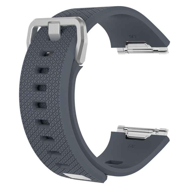 For Fitbit Ionic Herringbone Texture Silicone Watch Band with Buckle, Size:L(Dark Grey)