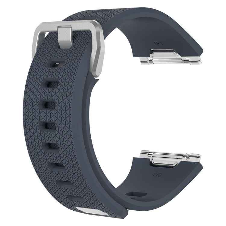 For Fitbit Ionic Herringbone Texture Silicone Watch Band with Buckle, Size:L(Dark Grey)