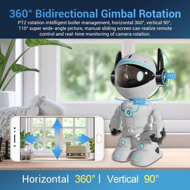 ESCAM PT205 5G WiFi Smart Robot Wireless AI Automatic Tracking Camera, Two Way Audio / Night Nersion, Plug:EU Plug(White)