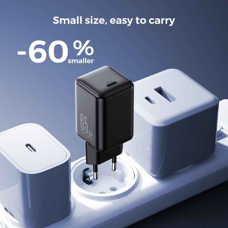 JOYROOM TCG18 65W GaN USB-C / Type-C Port Mini Charger, Plug:EU Plug(Black)