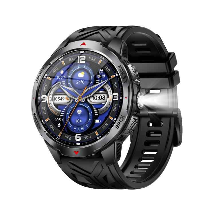 KT88 1.7 inch TFT Screen Outdoor Sports Smart Watch 3ATM Waterproof with Flashlight(Black)