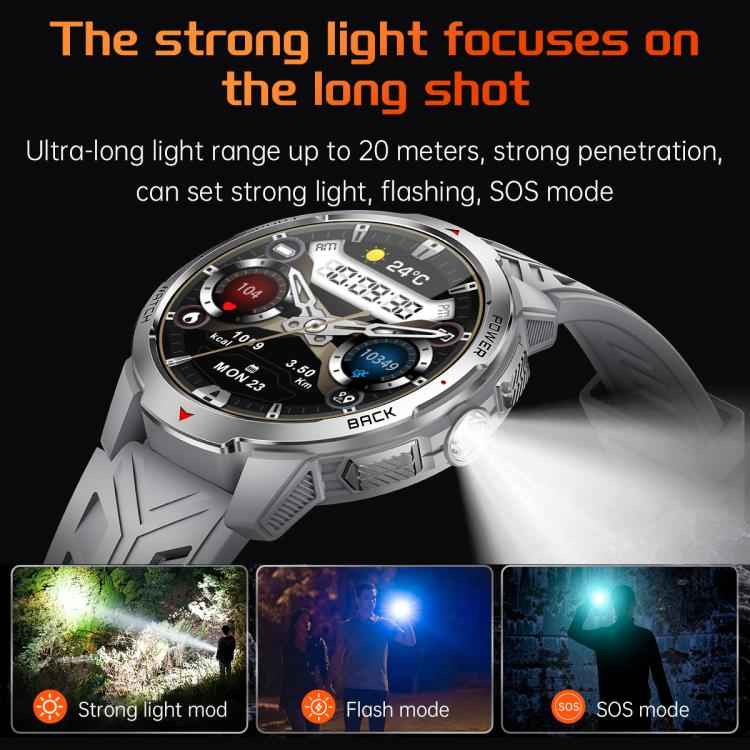 KT88 1.7 inch TFT Screen Outdoor Sports Smart Watch 3ATM Waterproof with Flashlight(Black)
