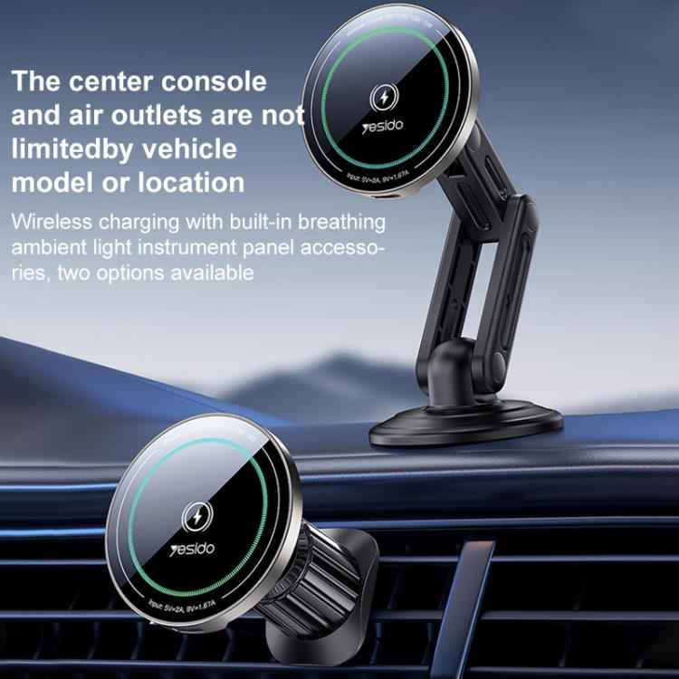 Yesido C317 15W Magnetic Car Wireless Charger Holder(Black)