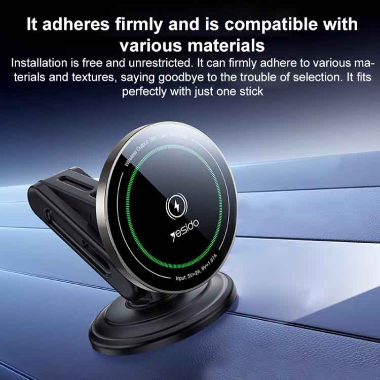 Yesido C317 15W Magnetic Car Wireless Charger Holder(Black)