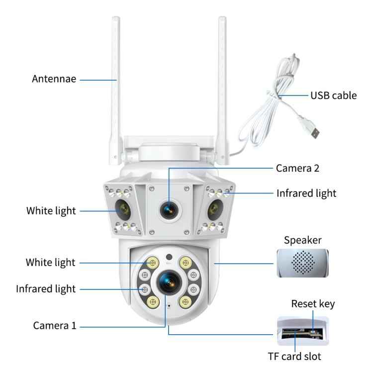K30 1080P 3-screen Surveillance Camera(White)