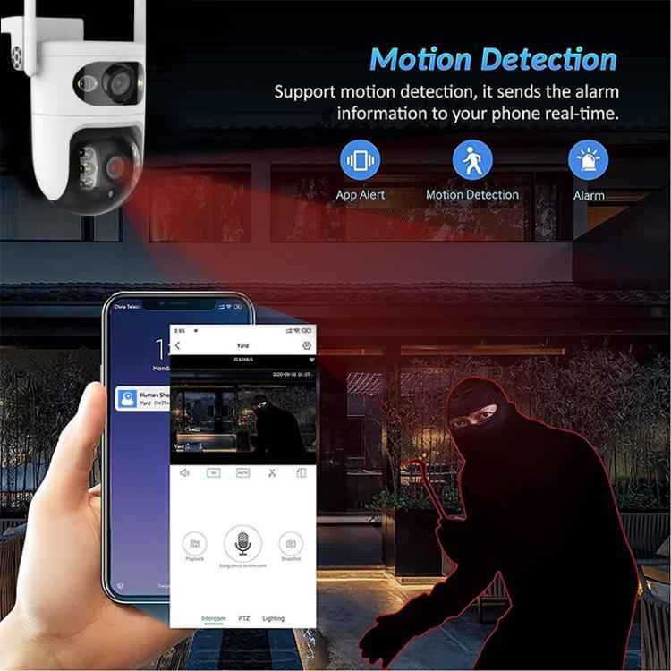 V380 2MP HD Smart Gun Ball Linkage WiFi Surveillance Camera, EU Plug(White)