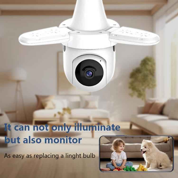 3MP HD Smart Three-Blade Fan Light Bulb Style Wireless WiFi Surveillance Camera, Specification:2.4GHz(White)