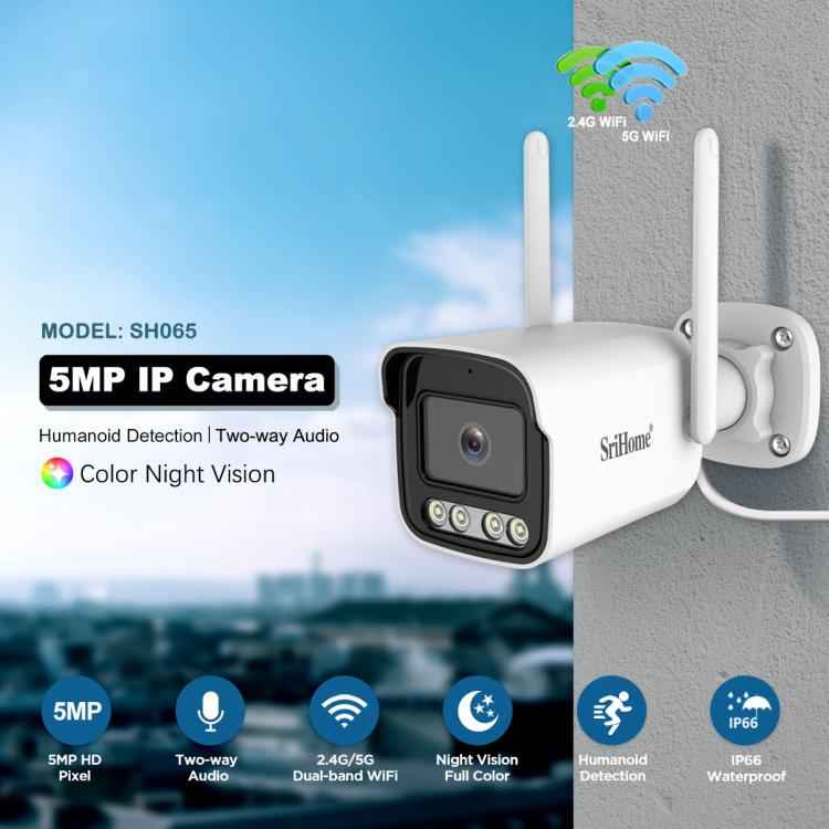 Srihome SH065 5MP Outdoor Security HD Camera, Supports Two-Way Audio and Color Night Vision(EU Plug)