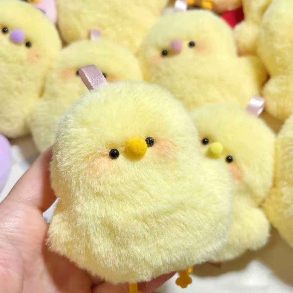 New cute squeaky chick plush pendant, cartoon little yellow chick, handmade animal doll keychain