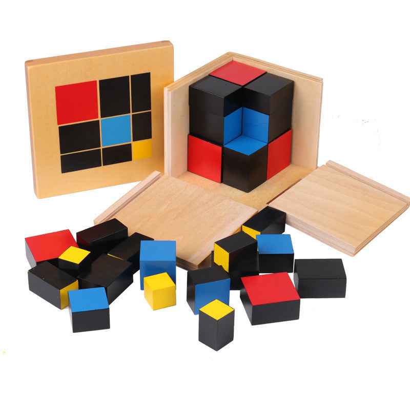 Montessori Trinomial Cube – Early Learning Sensory Math Building Block Educational Toy