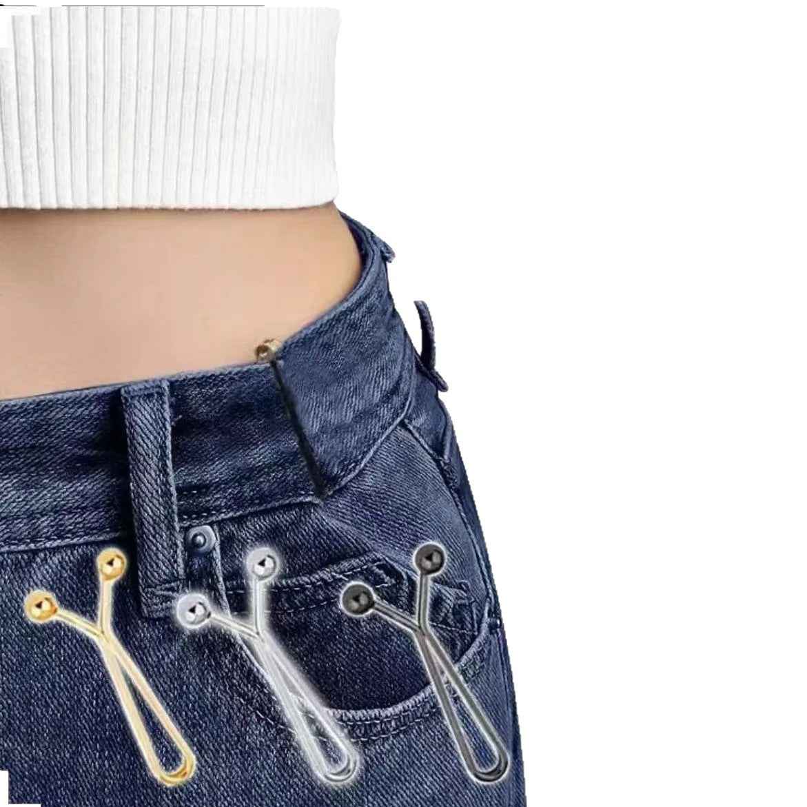 Uniqbuy for Invisible safety pin waistband for pants, adjustable waist size, no sewing required, clothing accessory(10 Pcs)